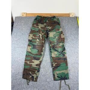 US Army Pants Mens Small Reg Green Camo Cargo Woodland Combat Trousers Military